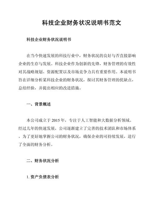 财务情况说明书撰写规范_近三年财务状况说明_财务情况说明书模板